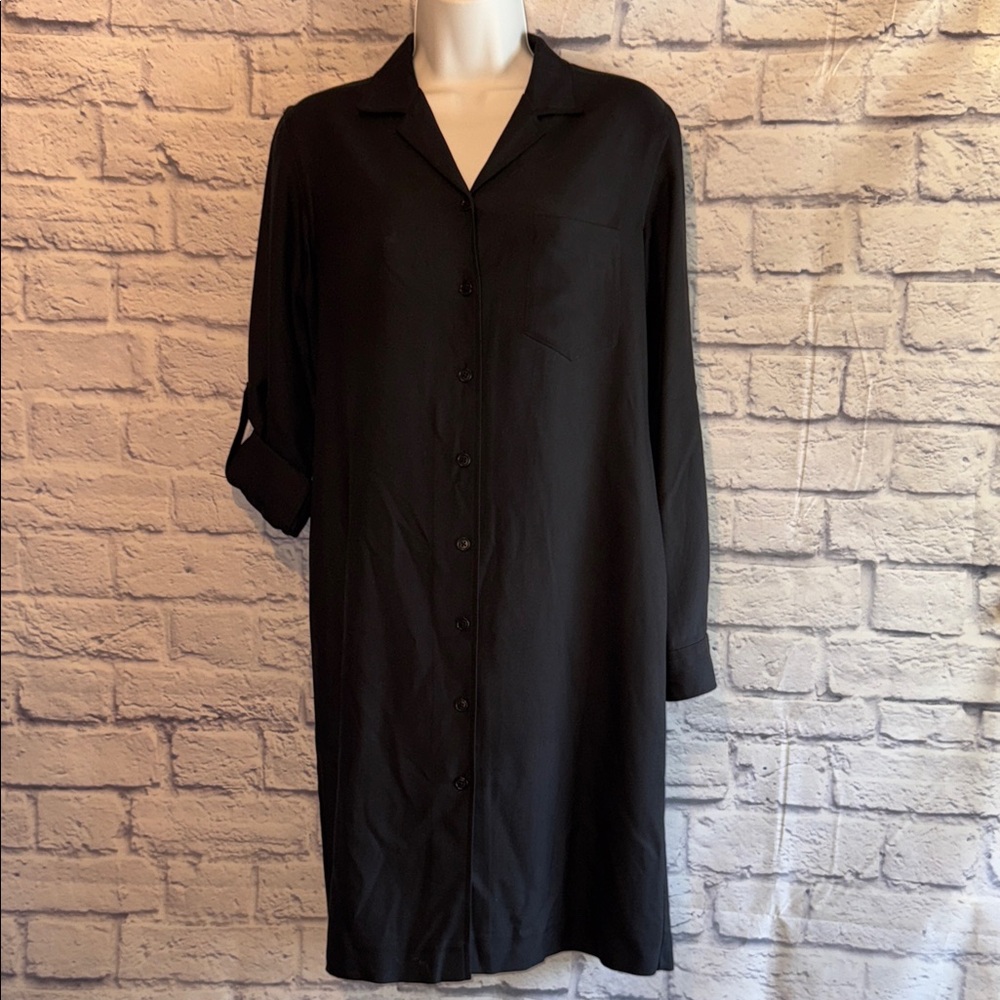 Lauren Ralph Lauren Black Button-Up Shirt Dress Size 8P